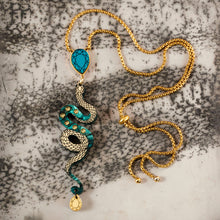 Load image into Gallery viewer, MEDUSA Snake Necklace | Teal + Gold