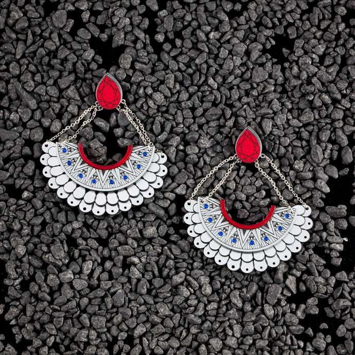 CLEOPATRA STATEMENT STACKABLE STUDS DANGLES| Ruby and Silver