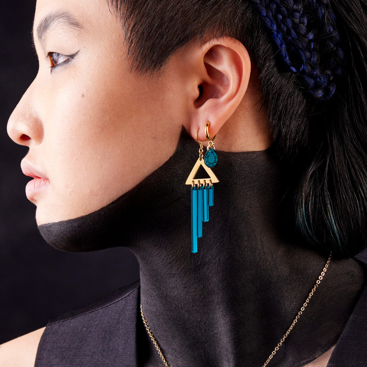 OSIRIS CHIMETTES | Teal + Gold Earrings - MAINE+MARA