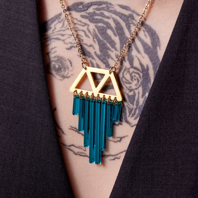 OSIRIS CHIMETTES NECKLACE| Teal + Gold