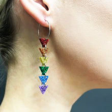 Load image into Gallery viewer, Necklace ANJA RAINBOW HOOPS Dainty ANJA rainbow sparkly silver hoops
