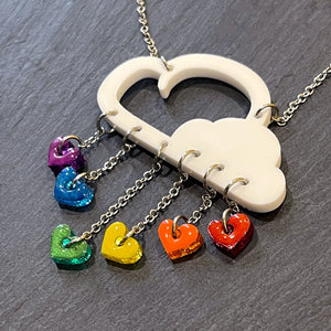 Earrings A LITTLE LOVE RAIN CLOUD NECKLACE Cloud and dangle love heart rainbow necklaces