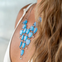 Load image into Gallery viewer, Earrings AJA Droplet Bib Necklace | Aqua and Crystal