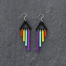 Load image into Gallery viewer, Australian-made Maine and Mara Pride RAINBOW CHIMETTES Statement Earrings with hook