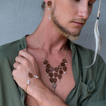 Load image into Gallery viewer, Jacket Earrings AJA Wooden Droplet Stud Earrings with crystal hanging back