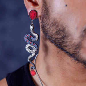 MEDUSA Dangle Snake Earrings | Ruby + Onyx