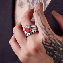 Load image into Gallery viewer, CLEOPATRA STACKABLE CUFF RINGS| Ruby and Silver