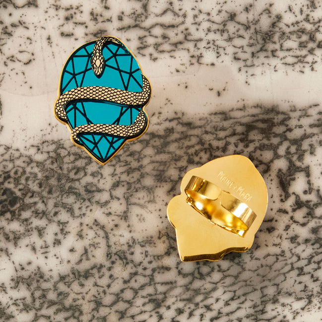 MEDUSA Teal Gem Adjustable Gold Ring