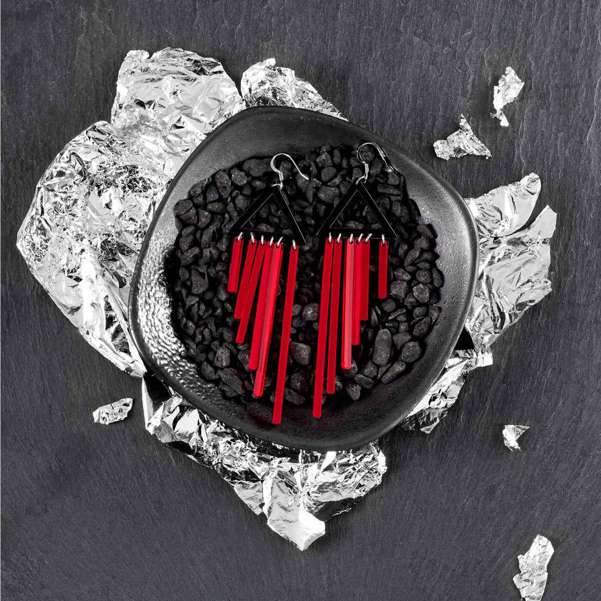 ISIS CHIMES | Ruby + Onyx Hook Earrings – MAINE+MARA