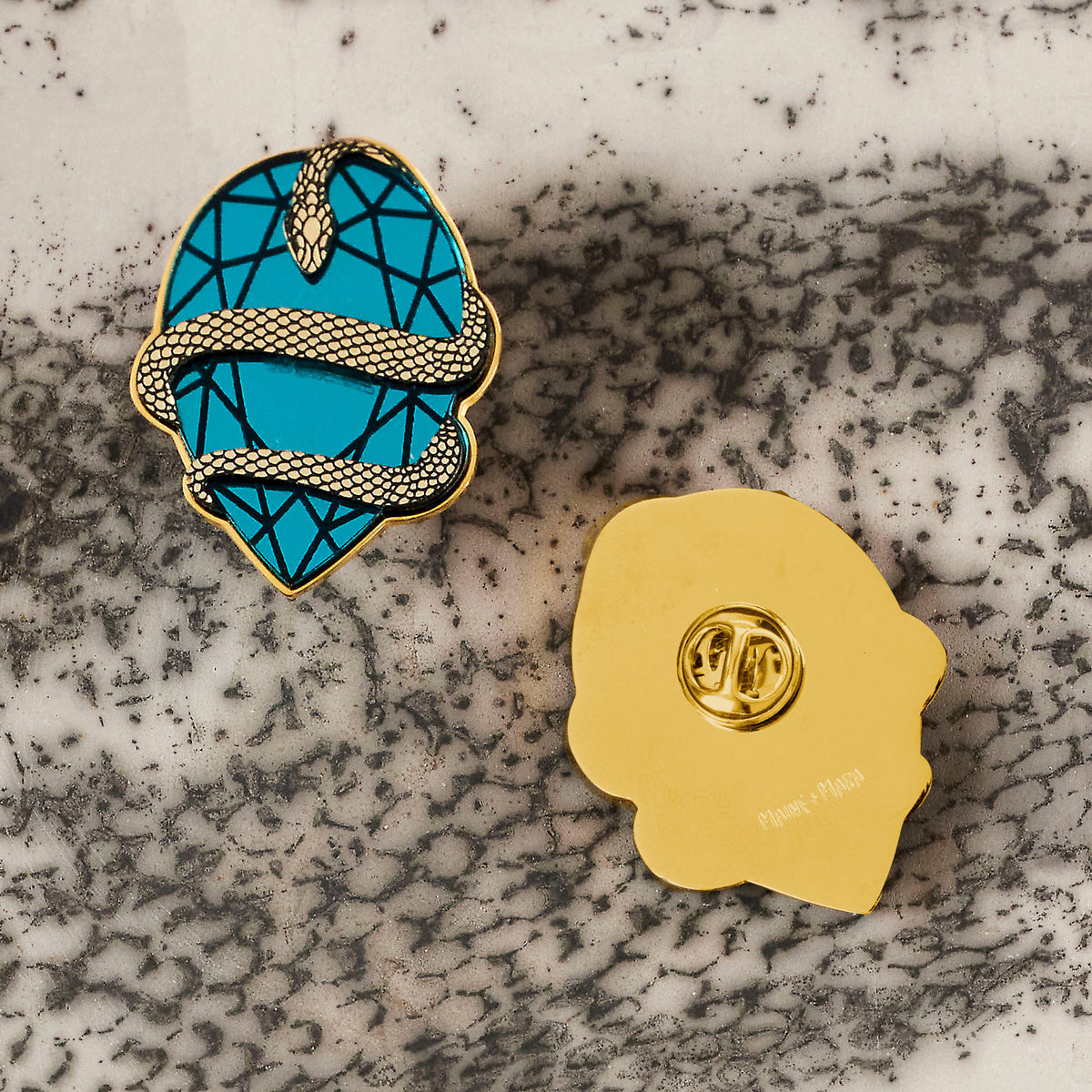 MEDUSA Gem Brooch | Teal +Gold - MAINE+MARA