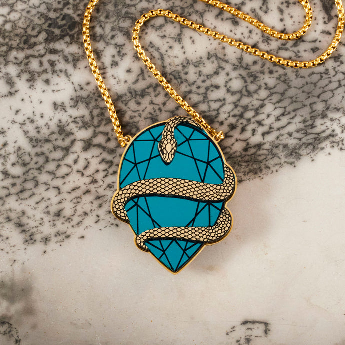 MEDUSA Gem Necklace | Teal + Gold