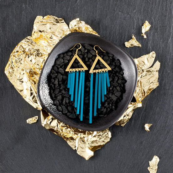 OSIRIS CHIMES | Teal + Gold Hook Earrings