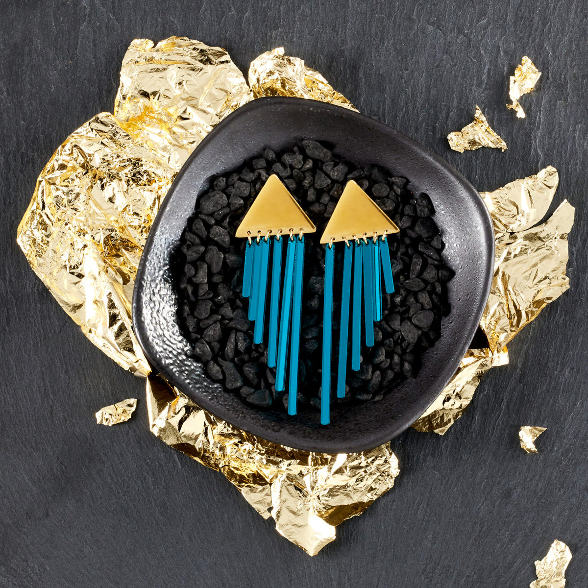 OSIRIS CHIMES | Teal + Gold Studs