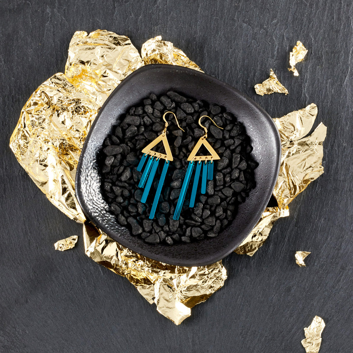 OSIRIS CHIMETTES | Teal + Gold Earrings