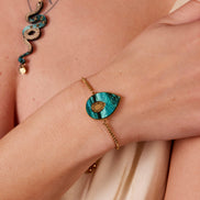MEDUSA Gold drop-pendant Bracelet | Gold-Flecked Teal Marble
