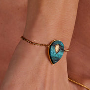 MEDUSA Gold drop-pendant Bracelet | Gold-Flecked Teal Marble
