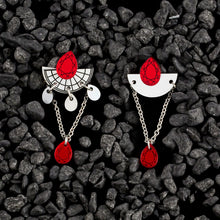 Load image into Gallery viewer, CLEOPATRA SMALL STACKABLE DANGLES | Ruby and Silver