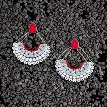 Load image into Gallery viewer, CLEOPATRA STATEMENT STACKABLE STUDS DANGLES| Ruby and Silver