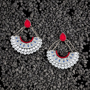CLEOPATRA STATEMENT STACKABLE STUDS DANGLES| Ruby and Silver
