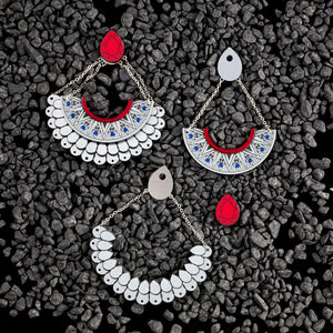 CLEOPATRA STATEMENT STACKABLE STUDS DANGLES| Ruby and Silver