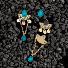 Load image into Gallery viewer, CLEOPATRA SMALL STACKABLE DANGLES| Teal and Gold