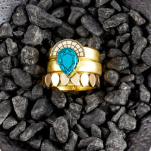 Load image into Gallery viewer, CLEOPATRA STACKABLE CUFF RINGS| Teal and Gold