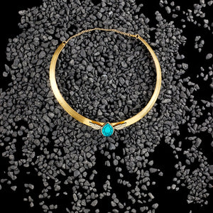 CLEOPATRA STACKABLE CUFF NECKLACE| Teal and Gold