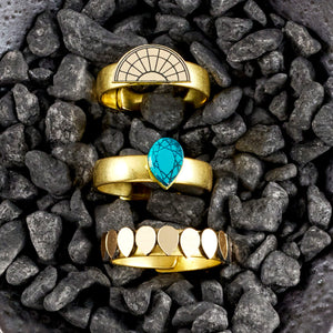 CLEOPATRA STACKABLE CUFF RINGS| Teal and Gold