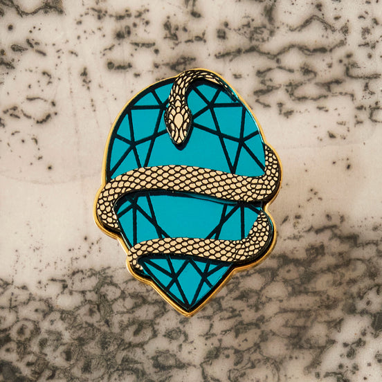 MEDUSA Gem Brooch | Teal +Gold