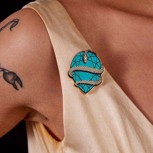 MEDUSA Gem Brooch | Teal +Gold