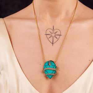 MEDUSA Gem Necklace | Teal + Gold