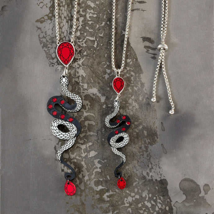 MEDUSA Snake Necklace | Ruby + Onyx