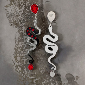 MEDUSA Dangle Snake Earrings | Ruby + Onyx