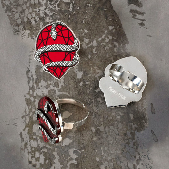 MEDUSA Ruby Gem Adjustable Silver Ring