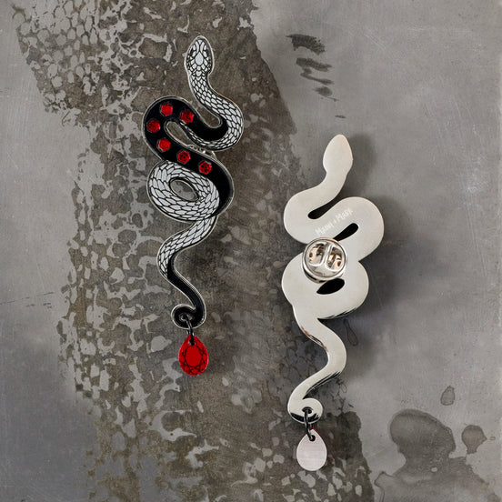MEDUSA Snake Brooch | Ruby + Onyx
