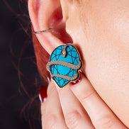 MEDUSA Gem Stud Earrings | Teal + Gold