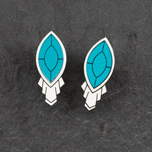 Load image into Gallery viewer, ATHENA I Silver Art Deco Rose Gold, Teal or Purple Stud Earrings