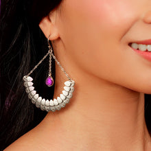 Load image into Gallery viewer, Silver ANUBIS ARC Hook Earrings | Emerald Green + Ruby Red + Amethyst Purple
