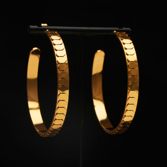 GOLD SNAKE SCALE Large Hoop Earrings