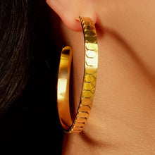 Load image into Gallery viewer, GOLD SNAKE SCALE Large Hoop Earrings