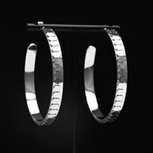 Load image into Gallery viewer, SILVER SNAKE SCALE Large Hoop Earrings