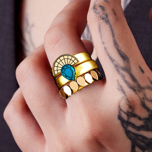CLEOPATRA STACKABLE CUFF RINGS| Teal and Gold