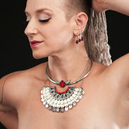 CLEOPATRA STACKABLE CUFF NECKLACE | Ruby and Silver