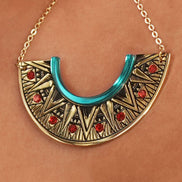 CLEOPATRA STATEMENT STACKABLE CLIP ON DANGLES| Teal and Gold