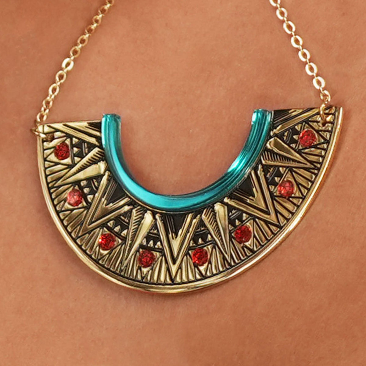 CLEOPATRA STATEMENT STACKABLE CLIP ON DANGLES| Teal and Gold