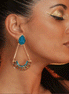 CLEOPATRA STATEMENT STACKABLE CLIP ON DANGLES| Teal and Gold