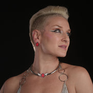CLEOPATRA GEMMED ARC STACKABLE CLIP-ON DANGLES | Ruby and Silver