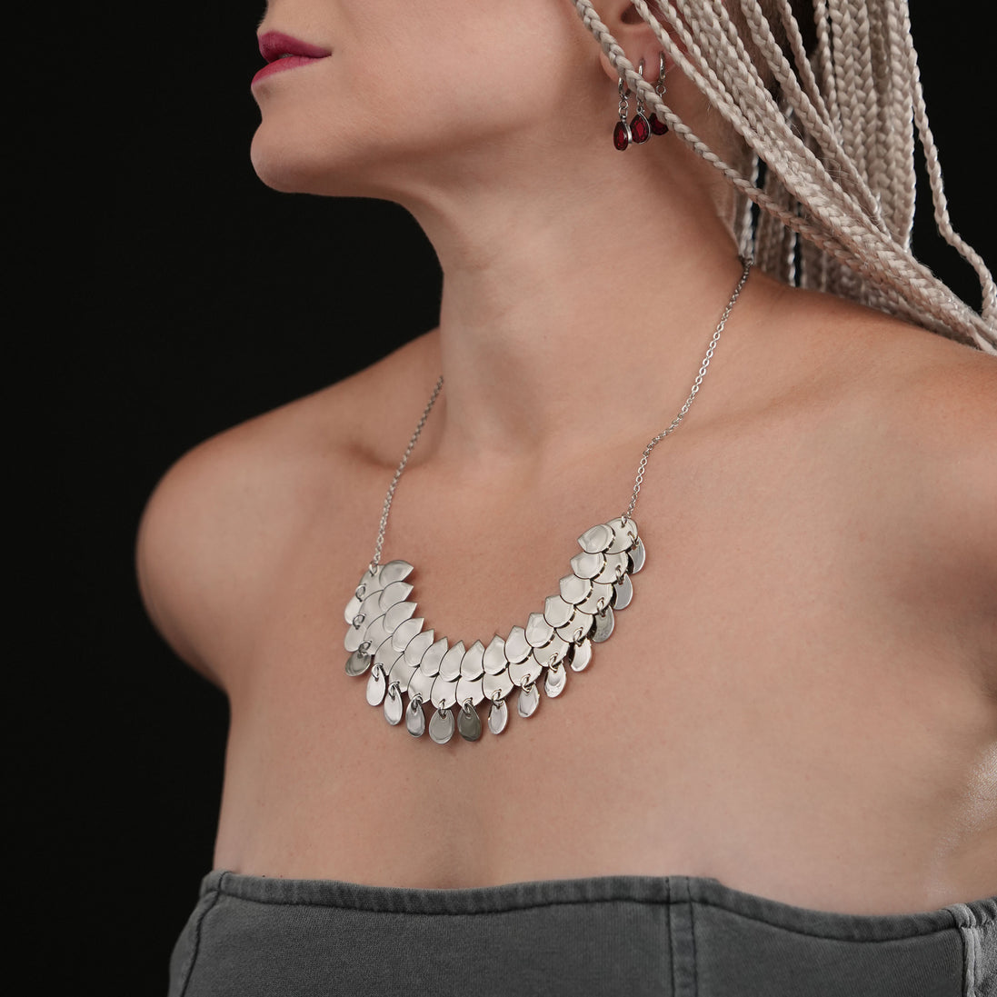 CLEOPATRA STACKABLE CUFF NECKLACE | Ruby and Silver