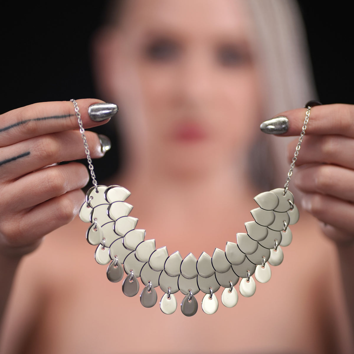 CLEOPATRA STACKABLE CUFF NECKLACE | Ruby and Silver