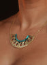 CLEOPATRA GEMMED ARC PENDANT NECKLACE | Teal and Gold
